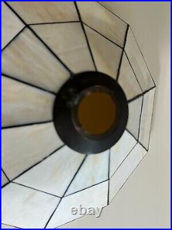 Vintage 10 Panel Slag Glass Art Crafts Mission Tiffany Style Lamp Shade, 1 5/8