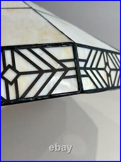 Vintage 10 Panel Slag Glass Art Crafts Mission Tiffany Style Lamp Shade, 1 5/8