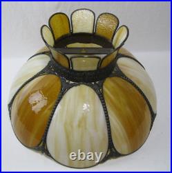 Vintage 18 3/4 Slag Glass Carmel/Tan Hanging Lamp Shade MCM Retro 1970s