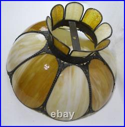 Vintage 18 3/4 Slag Glass Carmel/Tan Hanging Lamp Shade MCM Retro 1970s