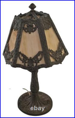 Vintage 1920s 1930s Art Nouveau Deco Slag Glass Table Lamp For Repair Lighting