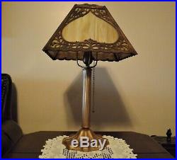 Vintage 1920s Slag Glass Lamp in beautiful shape cast base marked CC CO and 6
