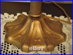 Vintage 1920s Slag Glass Lamp in beautiful shape cast base marked CC CO and 6