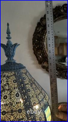 Vintage 1967 Loevsky & Loevsky Blue Slag Glass Lamp Moroccan Bohemian