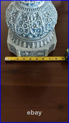 Vintage 1967 Loevsky & Loevsky Blue Slag Glass Lamp Moroccan Bohemian