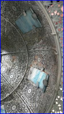 Vintage 1967 Loevsky & Loevsky Blue Slag Glass Lamp Moroccan Bohemian
