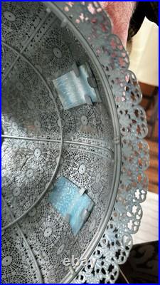 Vintage 1967 Loevsky & Loevsky Blue Slag Glass Lamp Moroccan Bohemian