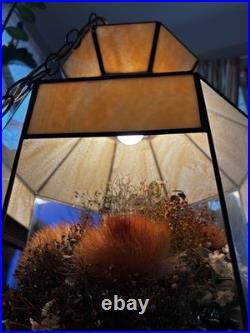 Vintage 1970's Hanging Slag Lamp Terrarium Light Fixture. Tested And Works