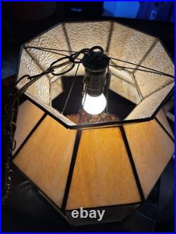 Vintage 1970's Hanging Slag Lamp Terrarium Light Fixture. Tested And Works