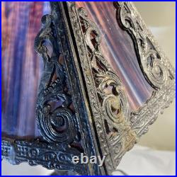 Vintage 1972 Cherub Figural Table Lamp Heavy Slag Glass Shade Works