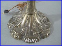 Vintage 1972 LWMC Large Ornate Brass / Slag Glass Lamp 9266