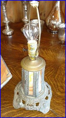 Vintage 1973 EF & EF Industries Caramel Slag Glass Table Desk Lamp 16