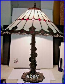Vintage 1975 GIM Metal Table Lamp withSlag Glass Shade, 26 Tall x 22 REDUCED
