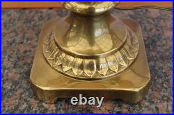 Vintage 30 Large Slag Glass Tulip Table Lamp Heavy Solid Brass Base & Shade