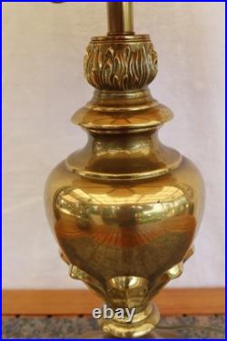 Vintage 30 Large Slag Glass Tulip Table Lamp Heavy Solid Brass Base & Shade