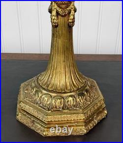 Vintage 40 Hollywood Regency Gold Slag Glass Jeweled Crown Table Lamp