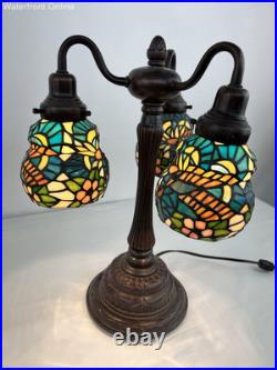 Vintage 60s 3 Head Light Multi Color Tiffany Style Slag Lamp Vintage 60s 3 Head Light Multi Color Tiffany Style Slag Lamp