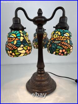 Vintage 60s 3 Head Light Multi Color Tiffany Style Slag Lamp Vintage 60s 3 Head Light Multi Color Tiffany Style Slag Lamp