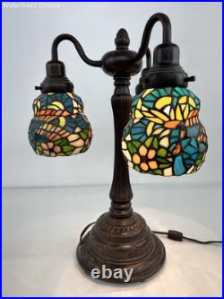 Vintage 60s 3 Head Light Multi Color Tiffany Style Slag Lamp Vintage 60s 3 Head Light Multi Color Tiffany Style Slag Lamp