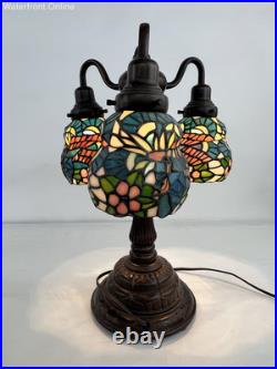 Vintage 60s 3 Head Light Multi Color Tiffany Style Slag Lamp Vintage 60s 3 Head Light Multi Color Tiffany Style Slag Lamp