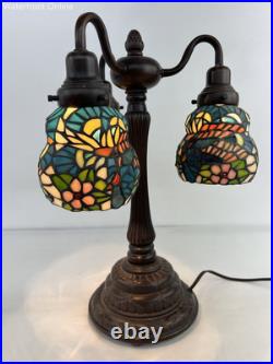 Vintage 60s 3 Head Light Multi Color Tiffany Style Slag Lamp Vintage 60s 3 Head Light Multi Color Tiffany Style Slag Lamp