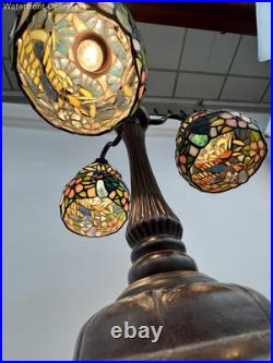 Vintage 60s 3 Head Light Multi Color Tiffany Style Slag Lamp Vintage 60s 3 Head Light Multi Color Tiffany Style Slag Lamp