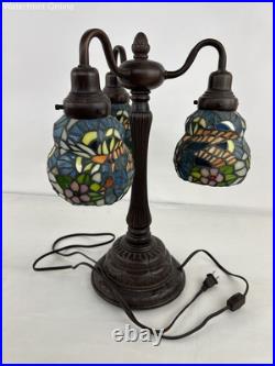 Vintage 60s 3 Head Light Multi Color Tiffany Style Slag Lamp Vintage 60s 3 Head Light Multi Color Tiffany Style Slag Lamp