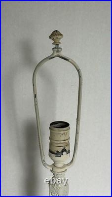 Vintage 6-Panel Curved Slag Glass 15 Tall Boudoir Table Lamp Vintage 6-Panel Curved Slag Glass 15 Tall Boudoir Table Lamp