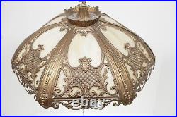 Vintage 6-Panel Swag Stained Slag Glass Hanging Swag Ceiling Lamp Deco Style 18