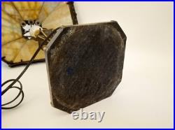 Vintage 70s 80s slag glass table lamp stained glass