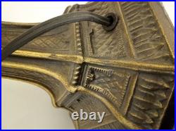 Vintage 70s 80s slag glass table lamp stained glass