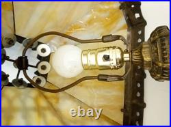 Vintage 70s 80s slag glass table lamp stained glass