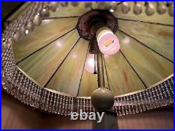 Vintage AKRO AGATE Art Deco Uranium Slag Glass Lamp with Modern Handmade Shade