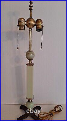 Vintage Agate Slag Glass Double Socket Art Deco Table Lamp with Claw Feet Houze