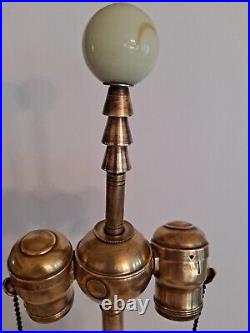 Vintage Agate Slag Glass Double Socket Art Deco Table Lamp with Claw Feet Houze