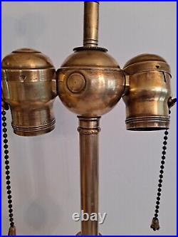 Vintage Agate Slag Glass Double Socket Art Deco Table Lamp with Claw Feet Houze