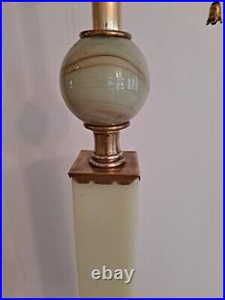 Vintage Agate Slag Glass Double Socket Art Deco Table Lamp with Claw Feet Houze