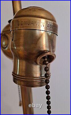 Vintage Agate Slag Glass Double Socket Art Deco Table Lamp with Claw Feet Houze