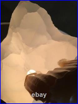 Vintage Alabaster Onyx Slag Stone Lamp Hand Carved Bears on Cliff