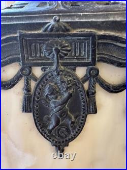 Vintage Antique 1900s Art Deco Slag Glass Boudoir Lamp 15.5 RARE Cherubs