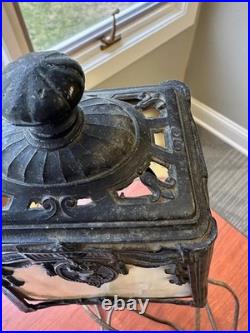Vintage Antique 1900s Art Deco Slag Glass Boudoir Lamp 15.5 RARE Cherubs