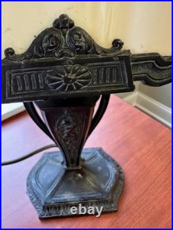 Vintage Antique 1900s Art Deco Slag Glass Boudoir Lamp 15.5 RARE Cherubs