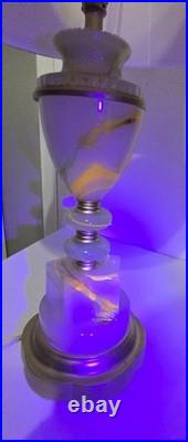 Vintage Antique Art Deco Slag Glass Table Lamp (With Out Shade)