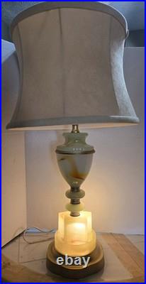 Vintage Antique Art Deco Slag Glass Table Lamp (With Out Shade)