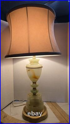 Vintage Antique Art Deco Slag Glass Table Lamp (With Out Shade)