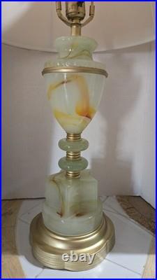 Vintage Antique Art Deco Slag Glass Table Lamp (With Out Shade)