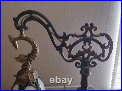 Vintage Antique Bridge Arm Table Lamp Dolphins Cream Bent Slag Glass Shade Vintage Antique Bridge Arm Table Lamp Dolphins Cream Bent Slag Glass Shade