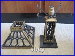 Vintage Antique Cast Iron Mission Slag Glass Table Lamp Parts Or Repair B&h Era