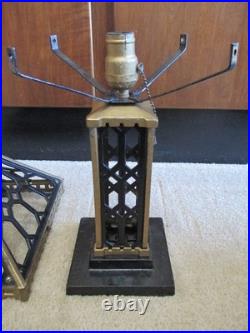 Vintage Antique Cast Iron Mission Slag Glass Table Lamp Parts Or Repair B&h Era Vintage Antique Cast Iron Mission Slag Glass Table Lamp Parts Or Repair B&h Era