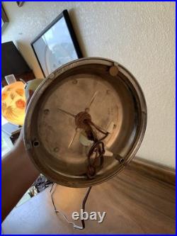 Vintage Antique Chrome Akro Table Lamp Agate Swirl 1930's Art Deco Slag Glass